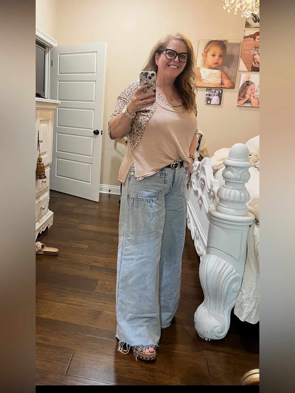 BiBi Light Blue Wide-Leg Flare Jeans with Front Flap Pockets